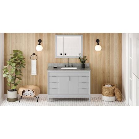 Jeffrey Alexander 48In. Grey Theodora Vanity, Steel Grey Cultured Marble Vanity Top, Undermount Rectangle Bowl VKITTHE48GRSGR